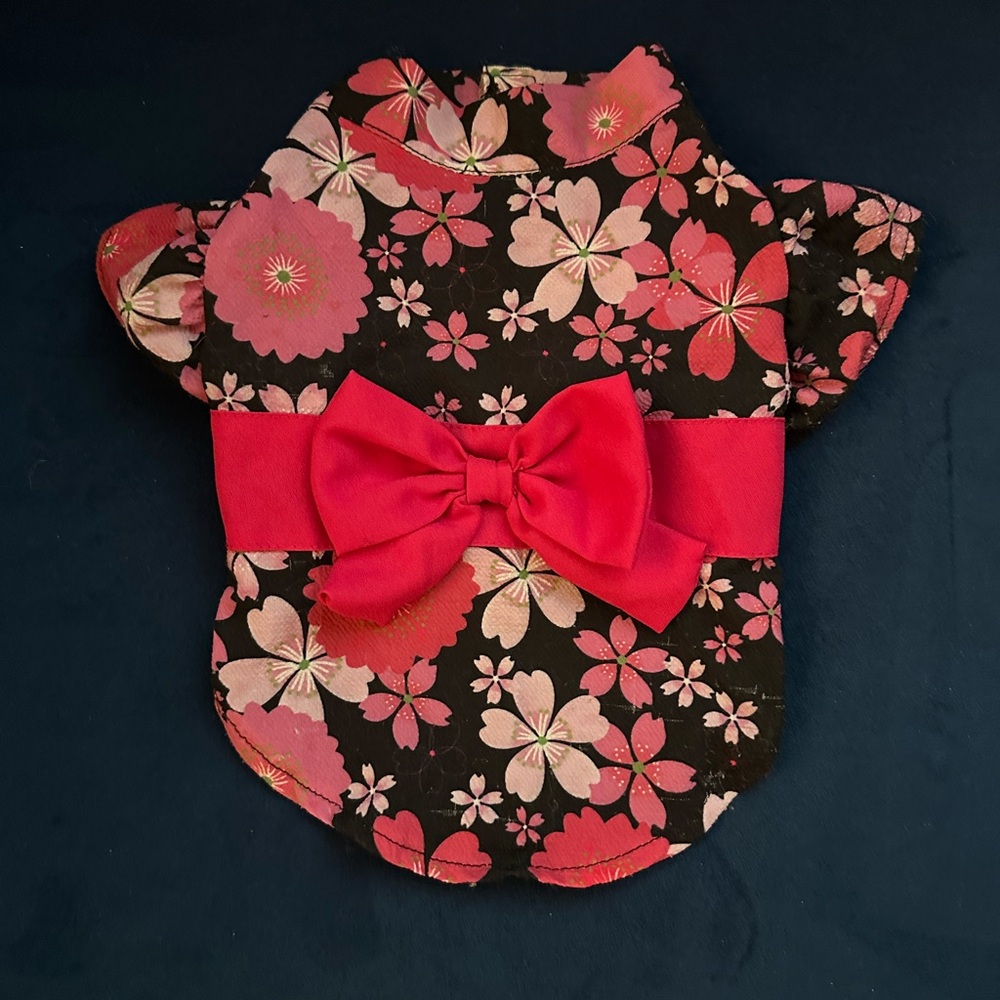 Pink flower dog kimono